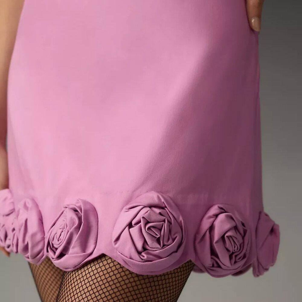 By Anthropologie Maeve Strapless Rosette-Trim Mini Dress M new PINK nwt - Picture 2 of 7